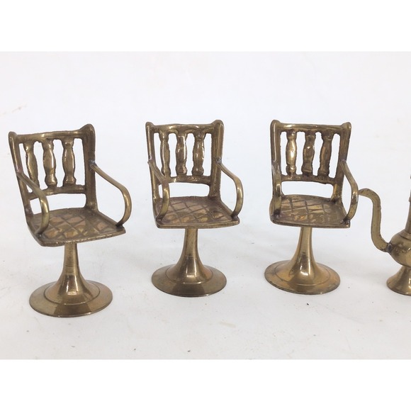 Miniature Dollhouse Brass Bar Stool Chairs Durham Rocking Chair Furniture Decor - Picture 6 of 8